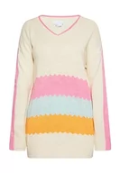 Swetry damskie - usha BLUE LABEL Damski sweter z dzianiny 15426478, wełniany biały różowy pomarańczowy, XS/S, Wełna biała, różowa, pomarańczowa, XS-S - miniaturka - grafika 1