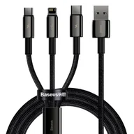 Kable USB - Baseus Tungsten Gold 3w1 USB do micro USB / USB-C / Lightning, 3.5A, 1.5m czarny - miniaturka - grafika 1