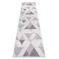 Dywany - Dywan chodnik SZNURKOWY SIZAL SION Geometryczny, Trójkąty 3006 płaskie tkanie ecru / róż różowy 80x300 cm - miniaturka - grafika 1