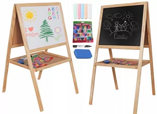 Duża drewniana dwustronna tablica kredowa magnetyczna 120cm solidna - Tablice dla dzieci - miniaturka - grafika 1