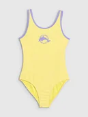 Stroje kąpielowe dla dziewczynek - 4F Kostium kąpielowy jednoczęściowy dziewczęcy - żółty 146/152 (10-12 lat) - miniaturka - grafika 1