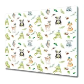 Deski do krojenia - Stylowa Deska Do Krojenia ze Szkła Hartowanego 60x52 cm - Szczęśliwe zwierzaki - miniaturka - grafika 1