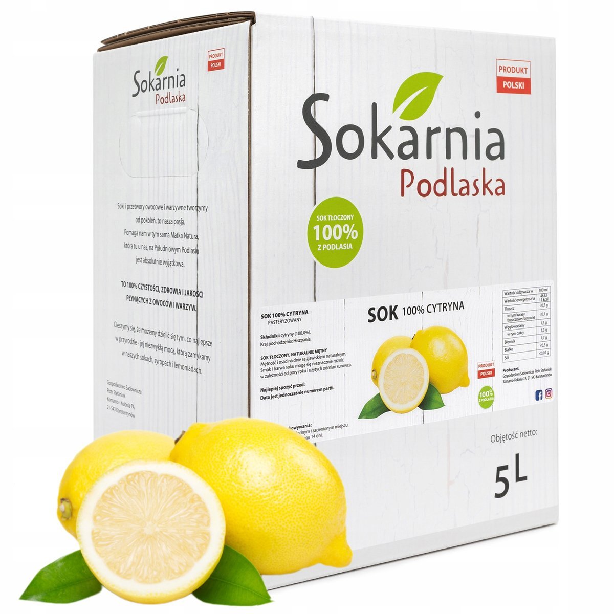 SOK Z CYTRYNY CYTRYNOWY 5L TŁOCZONY NA LEMONIADĘ BEZ CUKRU 100% NATURALNY