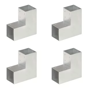 vidaXL Łączniki do słupków w kształcie L, 4 szt., metalowe, 91x91 mm - Akcesoria do ogrodzeń - miniaturka - grafika 1