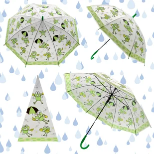 PARASOL dziecięcy WESOŁE ŻABKI 76 cm średnicy AUTOMATYCZNA PARASOLKA - Parasole - miniaturka - grafika 1