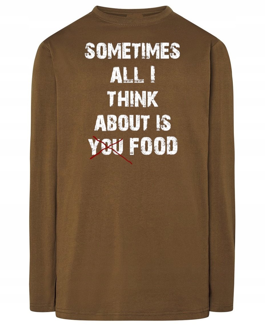 Longsleeve zabawny nadruk napis JEDZENIE r.M