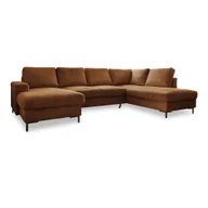 Narożniki - Pomarańczowobrązowy sztruksowy rozkładany narożnik (prawostronny) Lofty Lilly – Miuform - miniaturka - grafika 1