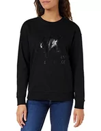 Bluzy damskie - Armani Exchange Damska bluza Sustainable, Studded Logo, Comfy Fit, czarna, bardzo mała, czarny, XS - miniaturka - grafika 1