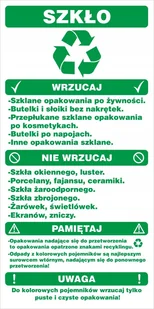 Naklejka SEGREGACJA ODPADÓW, SZKŁO 15x30cm - Akcesoria BHP - miniaturka - grafika 1