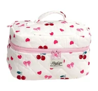 Kosmetyczki, organizery i kuferki - eCarla pikowana kosmetyczka kuferek w serca i wiśnie KS150 - miniaturka - grafika 1