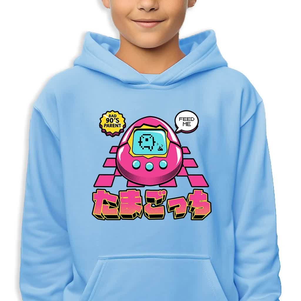Bluza Dziecięca Z Kapturem Niebieska Różowe Tamagochi Wzory -128 Cm (7-8)