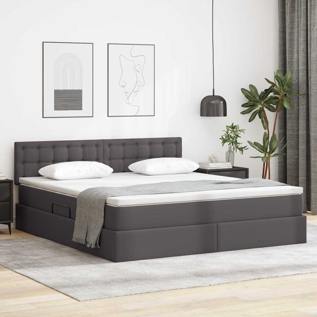 vidaXL Łóżko z miejscem na przechowywanie i LED Szary 160 x 200 cm