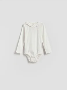 Reserved - Body z falbanką - złamana biel - Body dla niemowląt - miniaturka - grafika 1