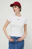 Koszulki sportowe damskie - Vans t-shirt bawełniany damski kolor biały - miniaturka - grafika 1