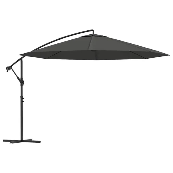 Parasol ogrodowy wiszący UV z mechanizmem korbkowym, antracytowy, 350x268