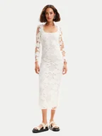 Sukienki - Desigual Sukienka letnia Sandalo 24SWVW50 Biały Slim Fit - miniaturka - grafika 1