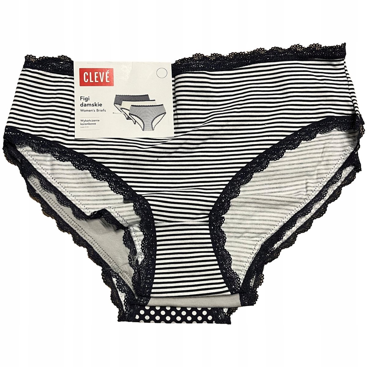 Majtki figi damskie 3-pak z koronkowym wykończeniem bawełna r. L Cleve