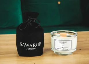 Świeca Zapachowa Sojowa No4 / Pomarańcza Drzewo Sandałowe 150g, drewniany knot, 35h/Sawarge Candles - Świece - miniaturka - grafika 1