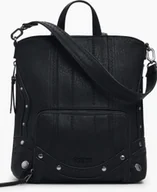 Plecaki - Plecak damski czarny z haftem i regulowanymi paskami - miniaturka - grafika 1