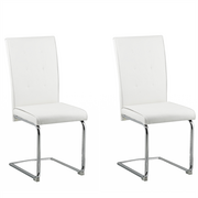 Krzesła - Beliani Zestaw 2 krzeseł do jadalni ekoskóra biały ROVARD - miniaturka - grafika 1