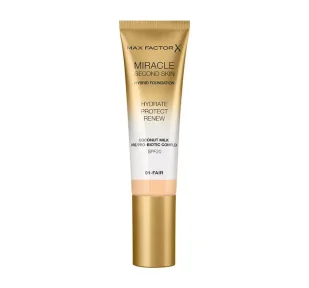 Max Factor Max Factor - MIRACLE SECOND SKIN - HYBRID FOUNDATION - Podkład nawilżający z filtrem SPF20 - 30 ml - 01 - FAIR - Podkłady do twarzy - miniaturka - grafika 1