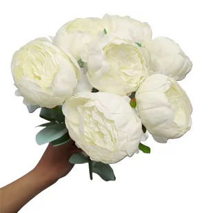 Sztuczne Kwiaty PIWONIE Peonia Bukiet 7 pąków BIAŁA - Sztuczne kwiaty - miniaturka - grafika 1