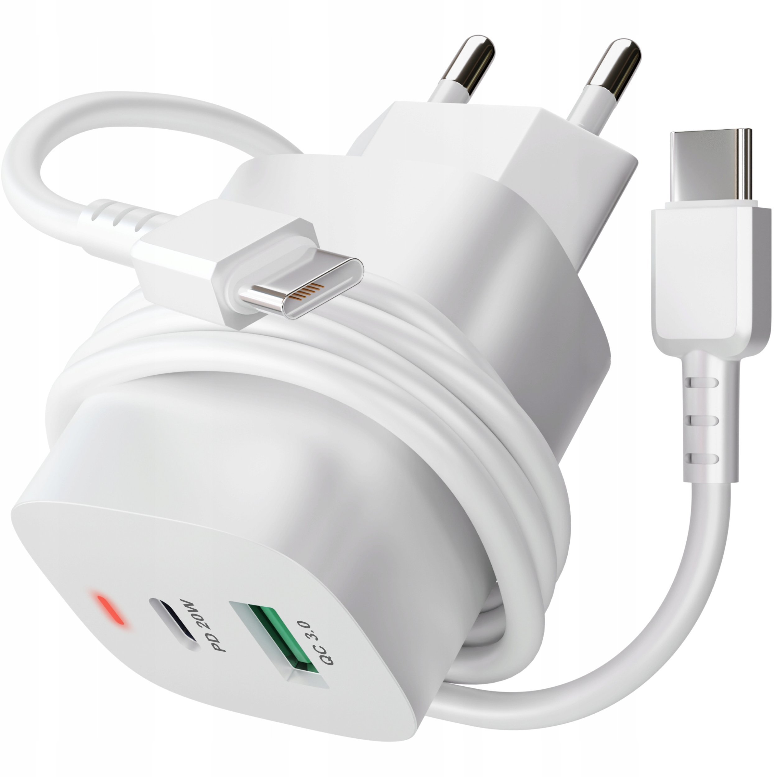 SZYBKA Ładowarka sieciowa USB TYP-C 3A PD 20W 3000mA KOSTKA + KABEL TYP-C