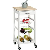 Wózki kuchenne - Wózek kuchenny trzypoziomowy, z miejscem na butelki i szufladą, biały, Kesper - miniaturka - grafika 1