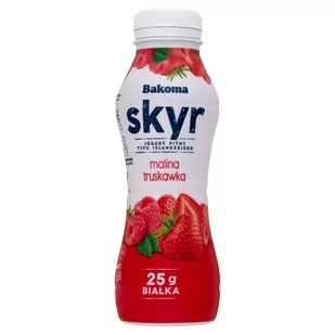 Bakoma Jogurt pitny typu islandzkiego skyr malina truskawka 300 g - Kefiry, jogurty, maślanki - miniaturka - grafika 1