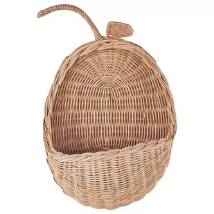 Kosz pleciony ścienny rattanowy jabłko naturalny MAKONDE - Kosze wiklinowe - miniaturka - grafika 1