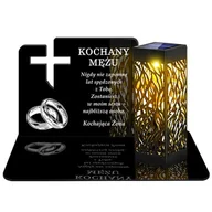 Lampiony i znicze - ZNICZ SOLARNY LED WIECZNY PODSTAWKA NA CMENTARZ GRÓB lampka Krzyż 3D DLA MĘŻA - miniaturka - grafika 1