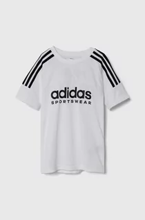 Koszulki dla chłopców - adidas t-shirt kolor biały z nadrukiem - grafika 1