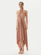 Sukienki - NORMA KAMALI Sukienka koktajlowa KK1253PLO62833 Beżowy Slim Fit - miniaturka - grafika 1