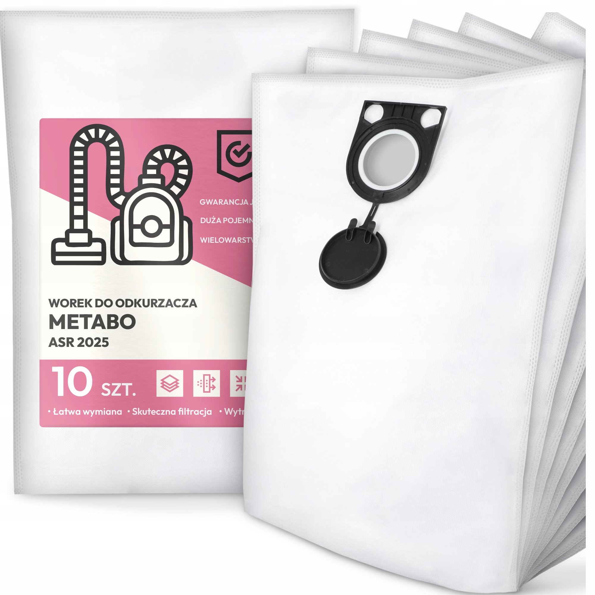 10x Worek do Odkurzacza Metabo Asr 2025 Syntetyczny Tekstylny Worki Duży G9