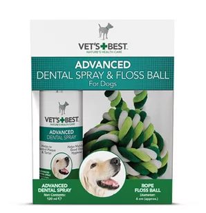VET&apos;S BEST DENTAL SPRAY 120ml i PIŁKA SZNURKOWA 6cm [80377] - Higiena jamy ustnej zwierząt - miniaturka - grafika 1