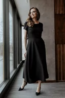 Sukienki - Wdzięczna sukienka maxi z krótkim rękawem (Granatowy, XS) - miniaturka - grafika 1