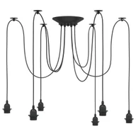 Lampy ogrodowe - vidaXL Lampa wisząca z 6 uchwytami na żarówki E27 Czarny metal - miniaturka - grafika 1