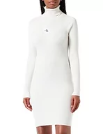Sukienki - Calvin Klein Jeans Damska sukienka swetrowa z zawijanym dekoltem, biały, XXL - miniaturka - grafika 1