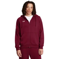 Bluzy sportowe męskie - Męska bluza dresowa rozpinana z kapturem Under Armour UA Rival Fleece FZ Hoodie - czerwona - UNDER ARMOUR - miniaturka - grafika 1
