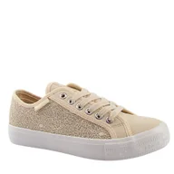 Trampki damskie - Lee Cooper LCW-25-31-3420L trampki damskie koronkowe beżowe - miniaturka - grafika 1