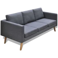 Sofy i kanapy - vidaXL Ciemno szara 3 osobowa, materiałowa sofa - miniaturka - grafika 1