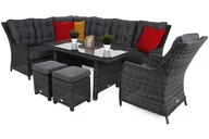 Meble ogrodowe - Narożny zestaw mebli ogrodowych lewy Alicante Grey / Grey Melange z pufami - miniaturka - grafika 1