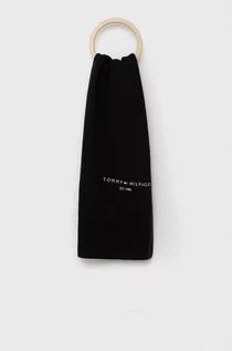 Apaszki i szaliki męskie - Tommy Hilfiger szalik bawełniany kolor czarny gładki - grafika 1