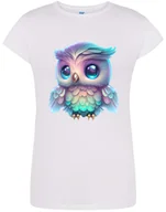 Koszulki i topy damskie - T-SHIRT DAMSKI NA PREZENT URODZINY SOWA ŚMIESZNA KOSZULKA BIAŁA R-XXL A561 - miniaturka - grafika 1