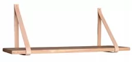 Półki do salonu - Drewniana półka z brązowymi skórzanymi uchwytami House Nordic Forno, 120x20 cm - miniaturka - grafika 1