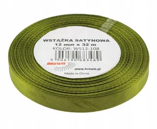 Brewis Wstążka dekoracyjna satynowa 12mmx32m oliwkowa 108 - Pasmanteria - miniaturka - grafika 1