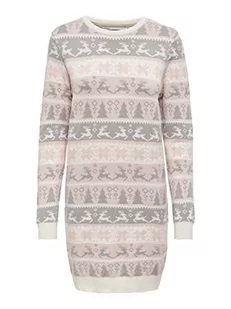 ONLY Damska sukienka Onlxmas Comfy Deer L/S KNT (3 sztuki), Crystal Pink/Pattern:light Grey Melange/Cloud Dancer, L - Sukienki - miniaturka - grafika 1