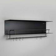 Półki do salonu - Półka z wieszakami Hanger Shelf Czarna z gun metal - miniaturka - grafika 1