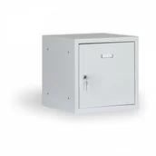 Szafy i regały magazynowe - B2B Partner Pojedyńcze schowki 300x300x300 mm, korpus szary, drzwi szare 555416 - miniaturka - grafika 1