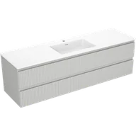 Szafki łazienkowe - Mexen Rivel szafka łazienkowa 160 cm z umywalką Otis, 2 szuflady, ryflowana , szara mat/biała mat - 91A20-16047-2-BFF62-W18M0 - miniaturka - grafika 1